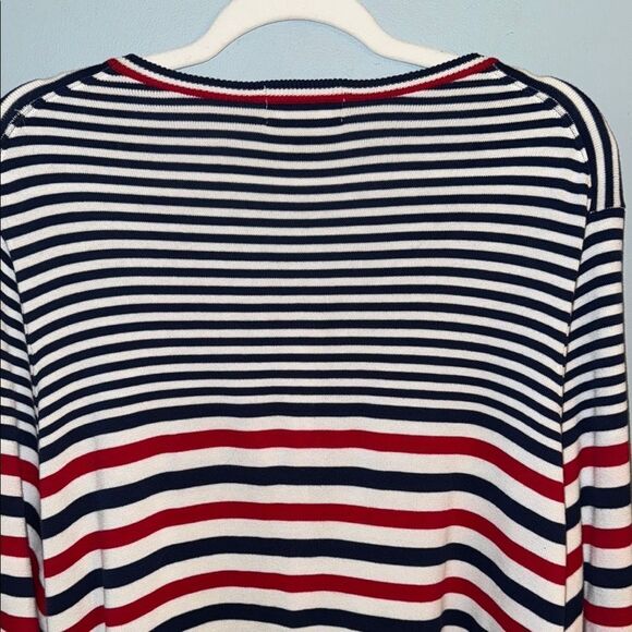 Lands’ End Women’s 3X 24W-26W Pima Cotton Cardigan red white blue - Picture 8 of 10